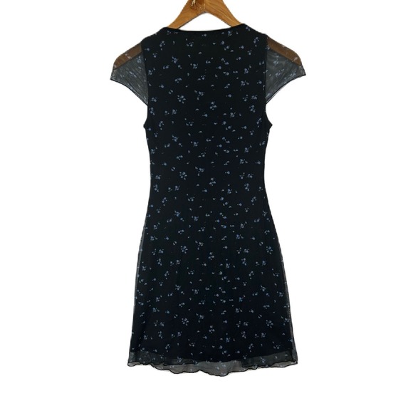 Suite Benedict Women's Black Floral Sheer Sleeve Mini Dress Small Whimsigoth - Picture 2 of 8